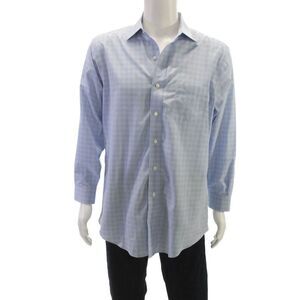 Brooks Brothers Mens Blue Plaid Button Down Cotton Shirt Size M